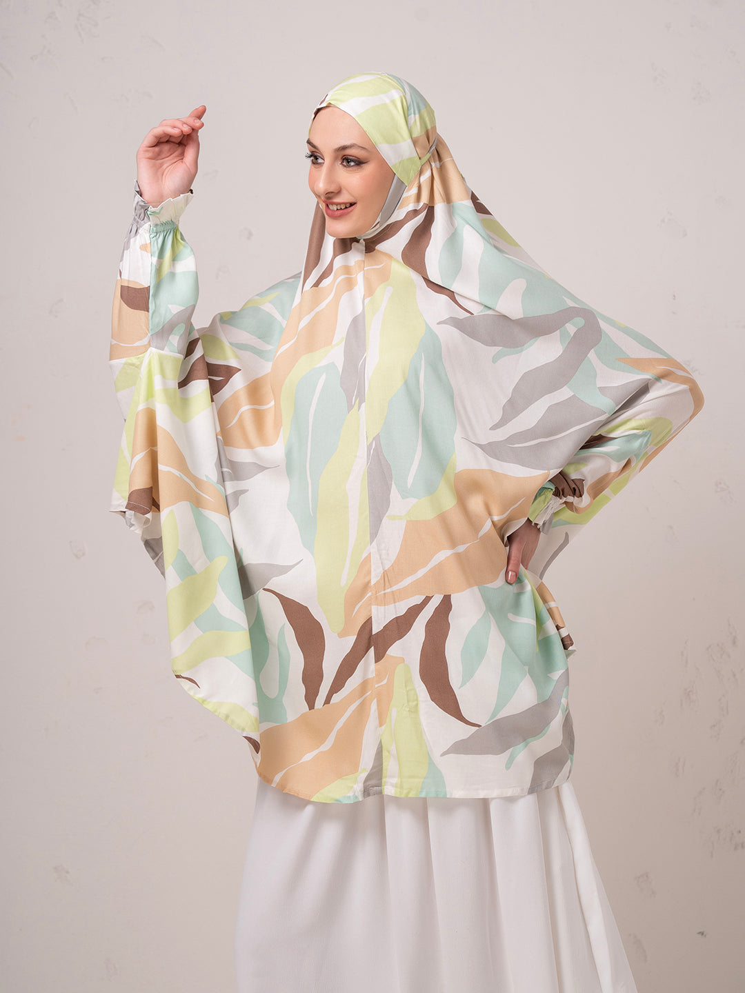 Abstract Print Namaz Dupatta – Soft Pastel Multi