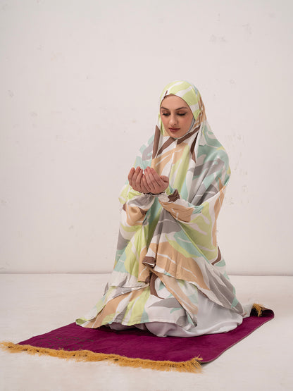Abstract Print Namaz Dupatta – Soft Pastel Multi