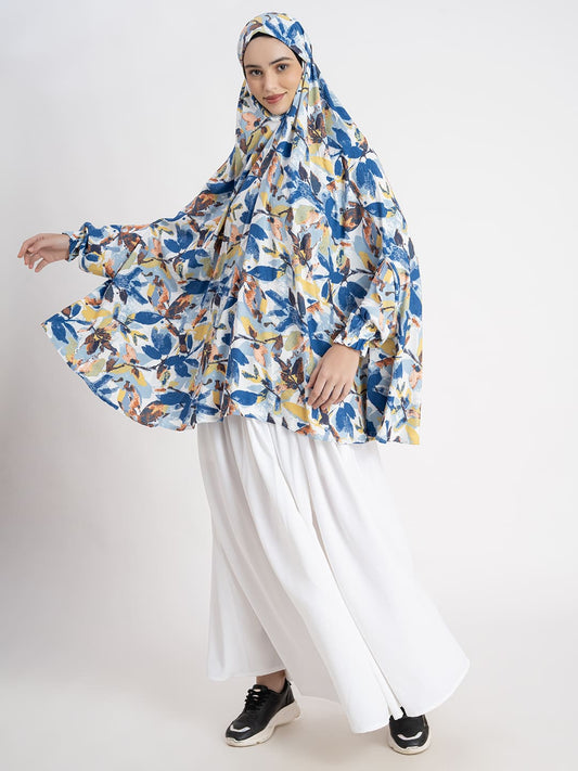 Chic Leaf Viscose Printed Namaz Makhna with Elasticated Sleeves