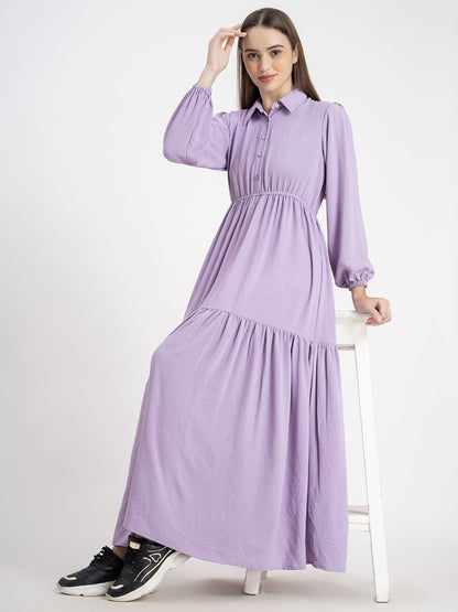 Chic Multi Layered Cotton Dress Mauve