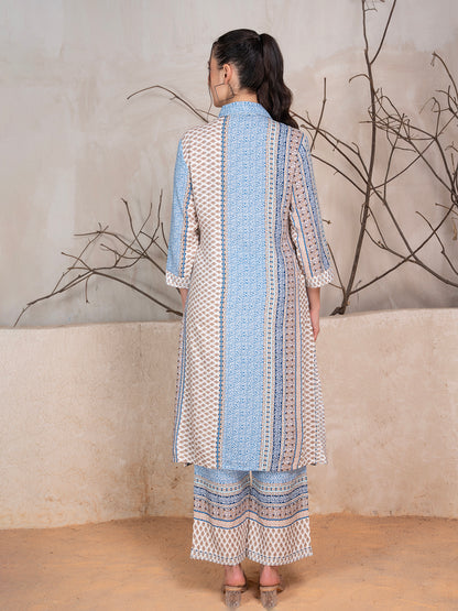 Motifs Printed Tunic With Trousers Co-Ord Set