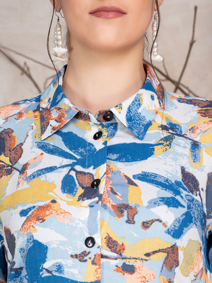 Ethnic Floral Printed Tunic With Trousers Co-Ord Set