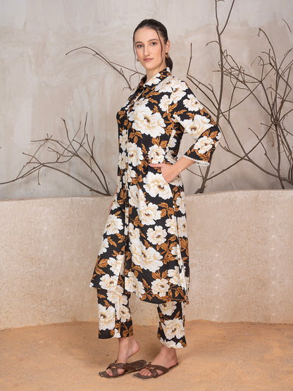 Floral Printed Tunic With Trousers Co-Ord Set