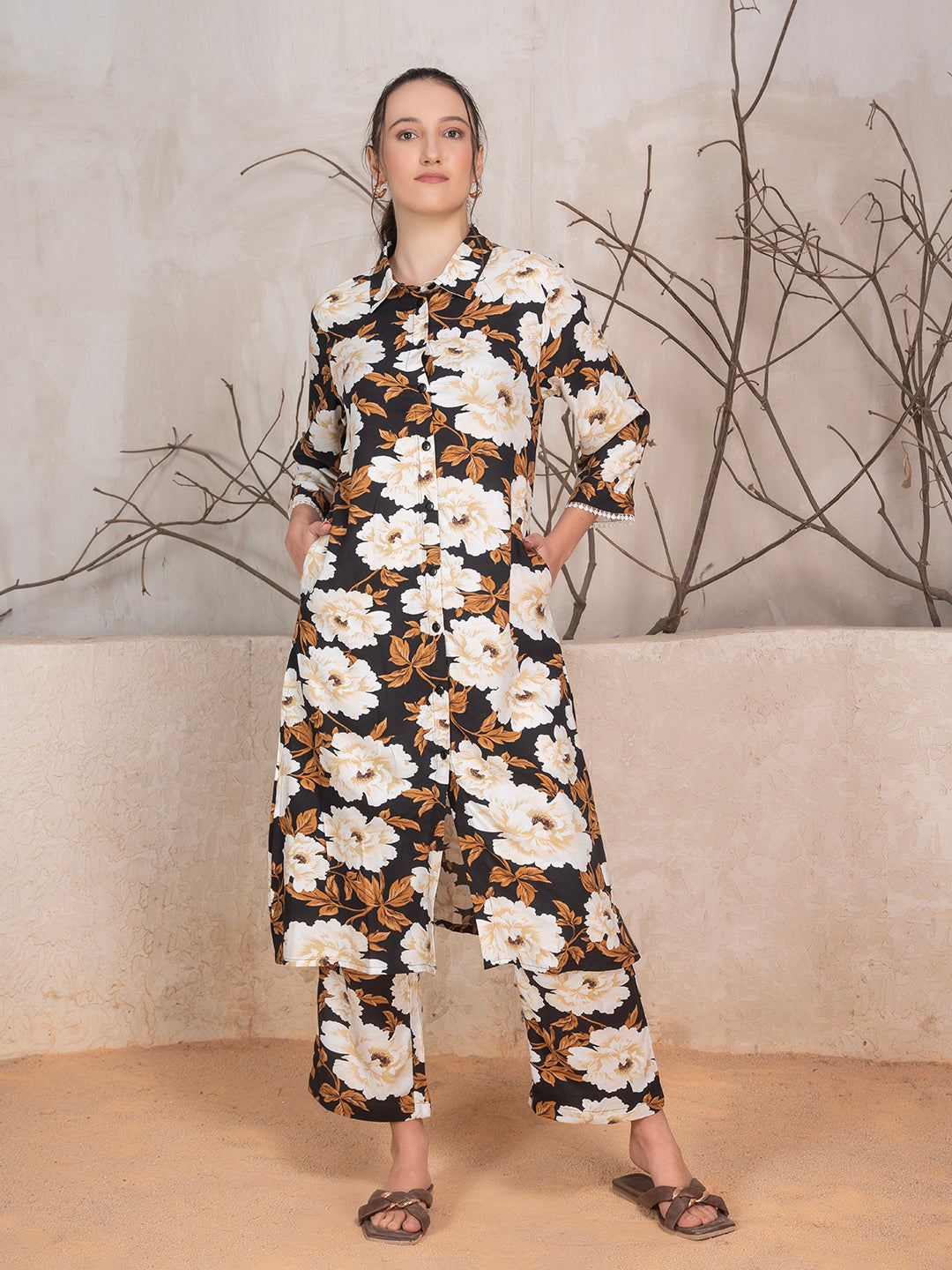 Foral Printed Tunic With Trousers Co-Ord Set