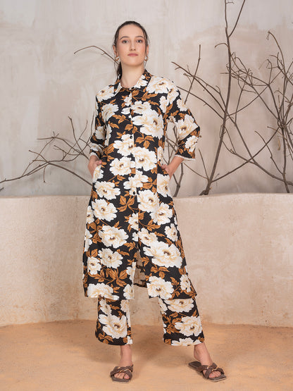 Floral Printed Tunic With Trousers Co-Ord Set