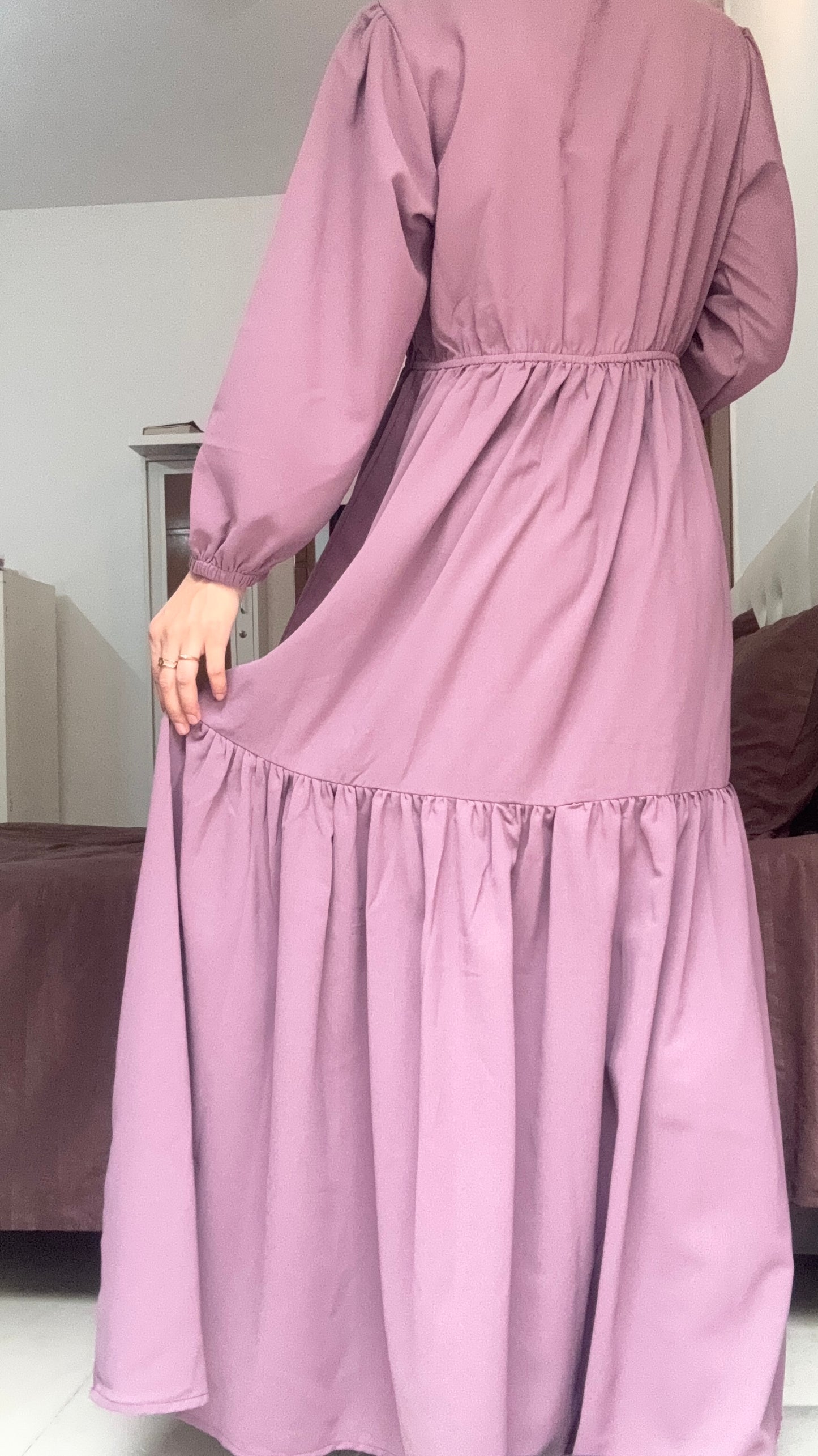 Classic Puff Sleeve Tiered Maxi Dress – Mauve