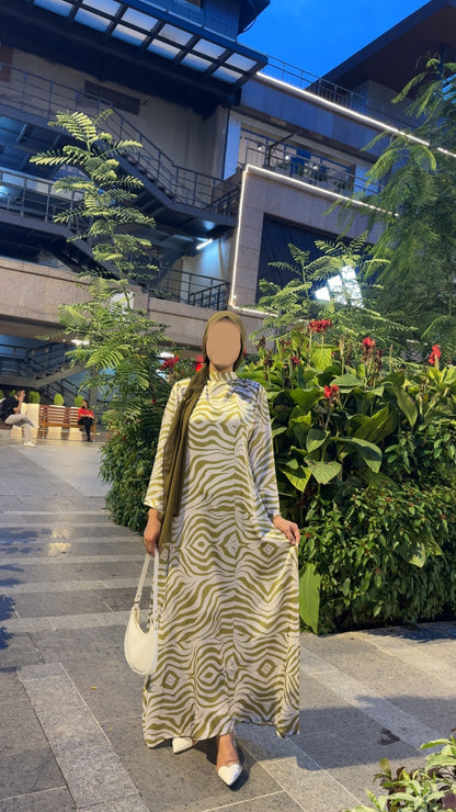 Olive Wave Modest Maxi Dress