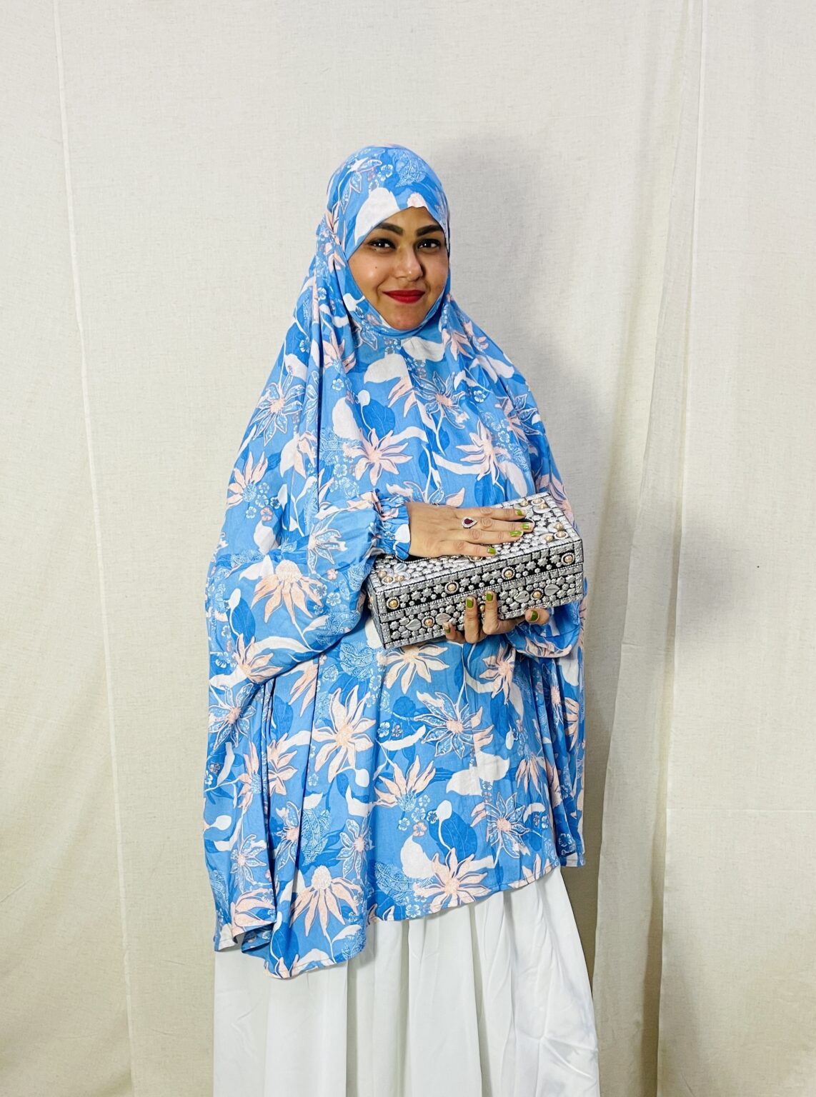 Blue Scarf Printed Namaz Dupatta