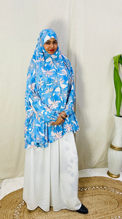 Blue Scarf Printed Namaz Dupatta