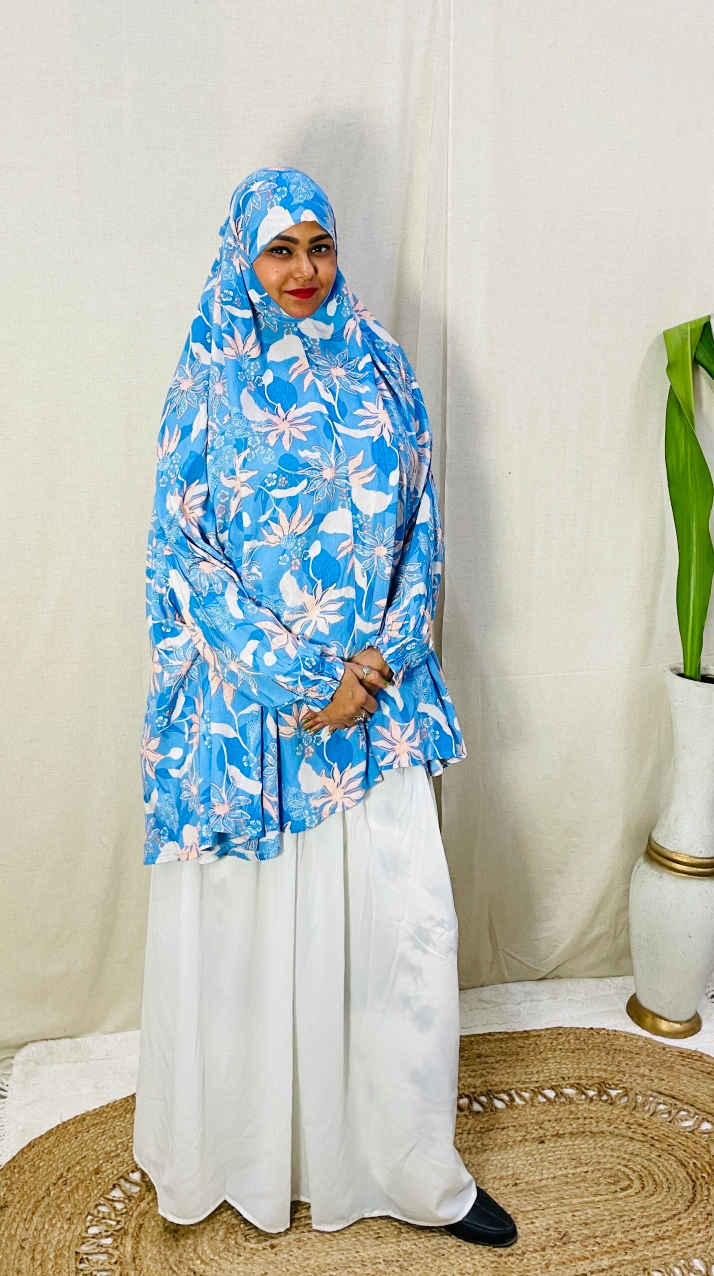 Blue Scarf Printed Namaz Dupatta