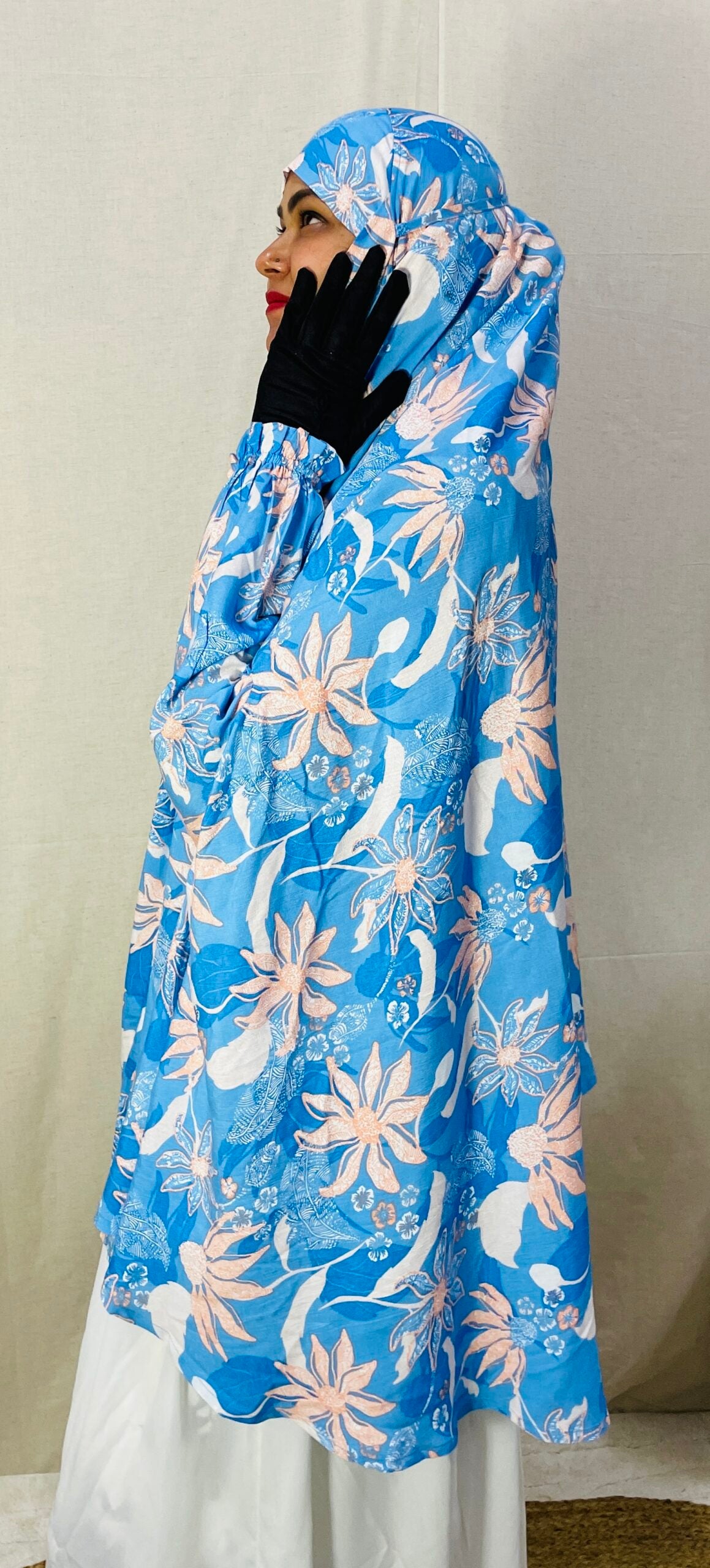 Blue Scarf Printed Namaz Dupatta