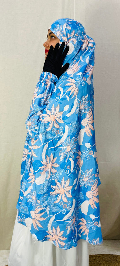 Blue Scarf Printed Namaz Dupatta