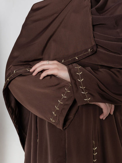 Embroidered Abaya With Scarf