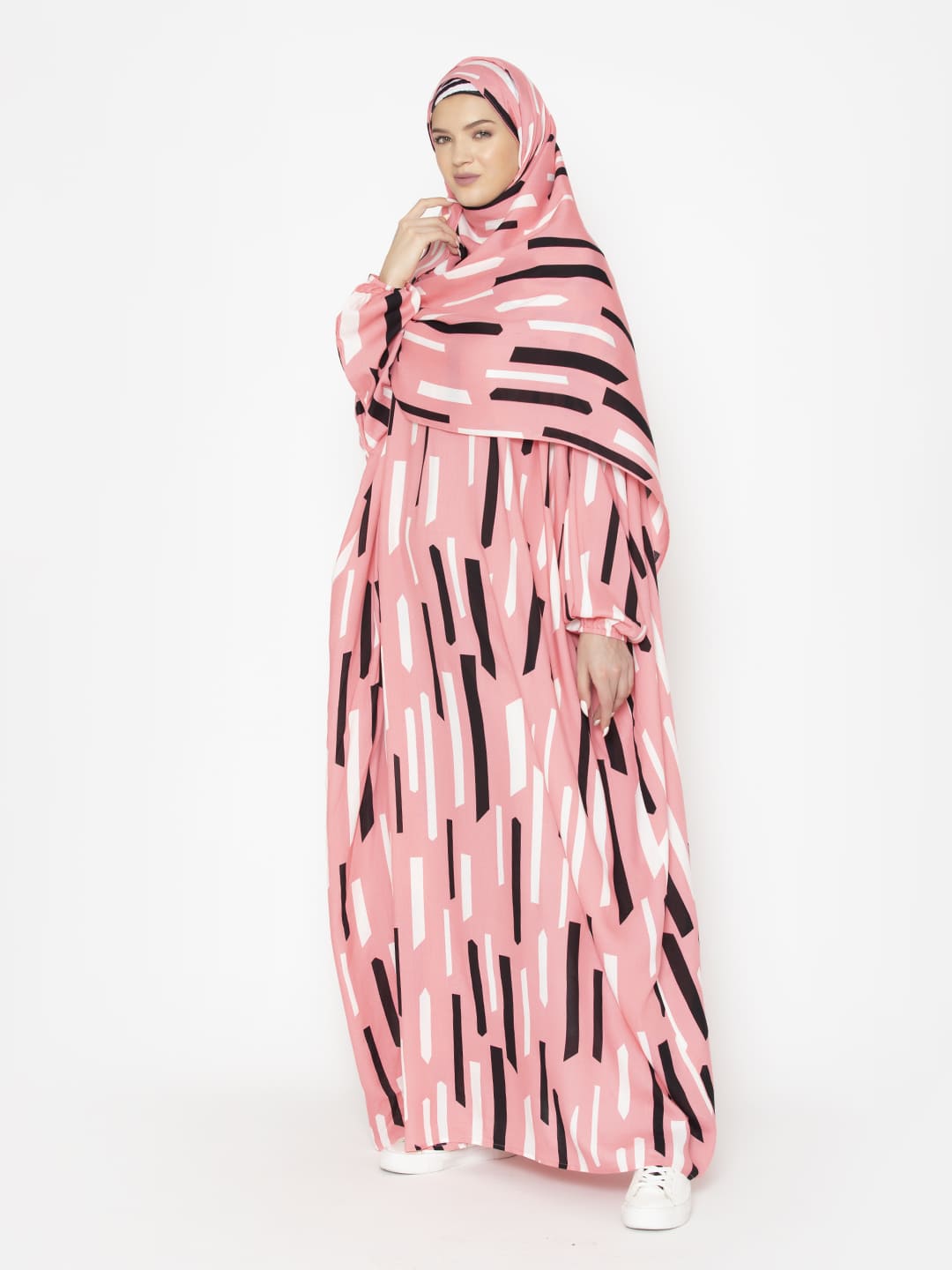 Abstract Lined Prayer Gown Pink