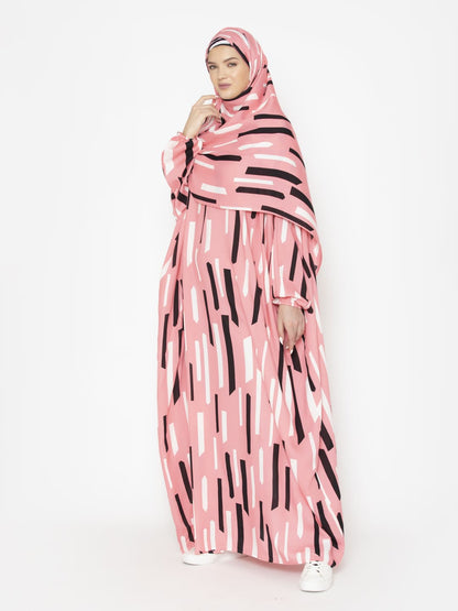 Abstract Lined Prayer Gown Pink