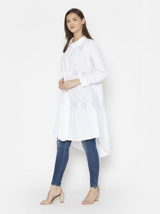 Eternal Noble Dotted Dress White