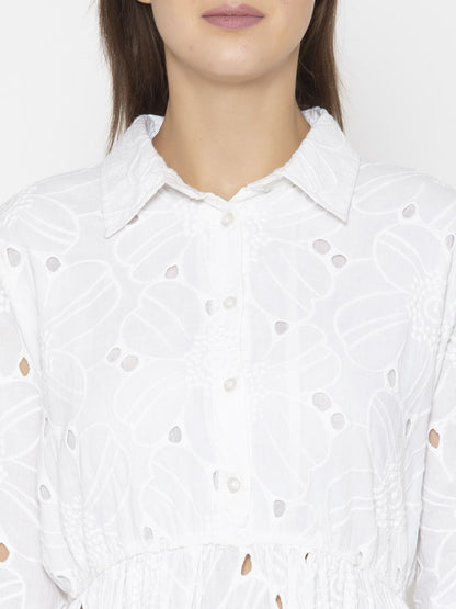 Serenity Daisy Minimalistic Dress White