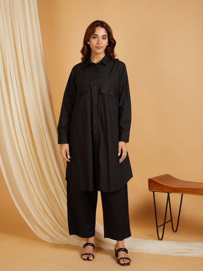 All Black Buttoned Co-ord Set Black