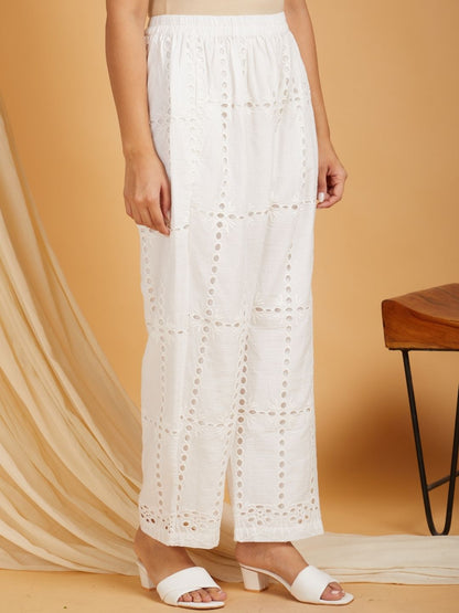 All Over Large Schiffli Co-ord Set White