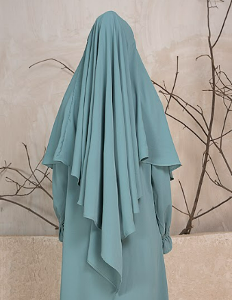 Elegant Full-Coverage Khimar – Dusty Teal