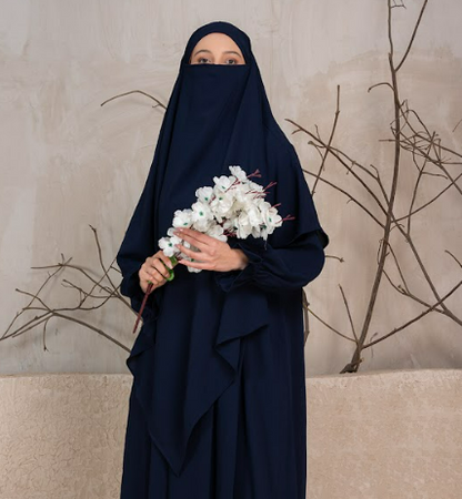 Premium Full-Coverage Khimar – Midnight Navy