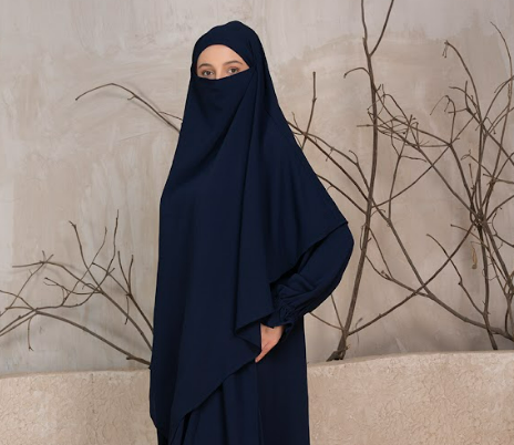 Premium Full-Coverage Khimar – Midnight Navy