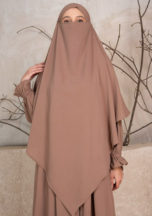 Minimalist Full-Coverage Khimar – Camel Brown