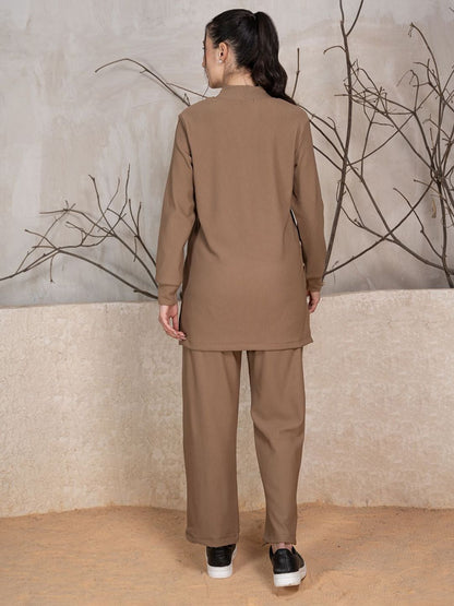 Ribbed Winter Co-ord Set With Trouser