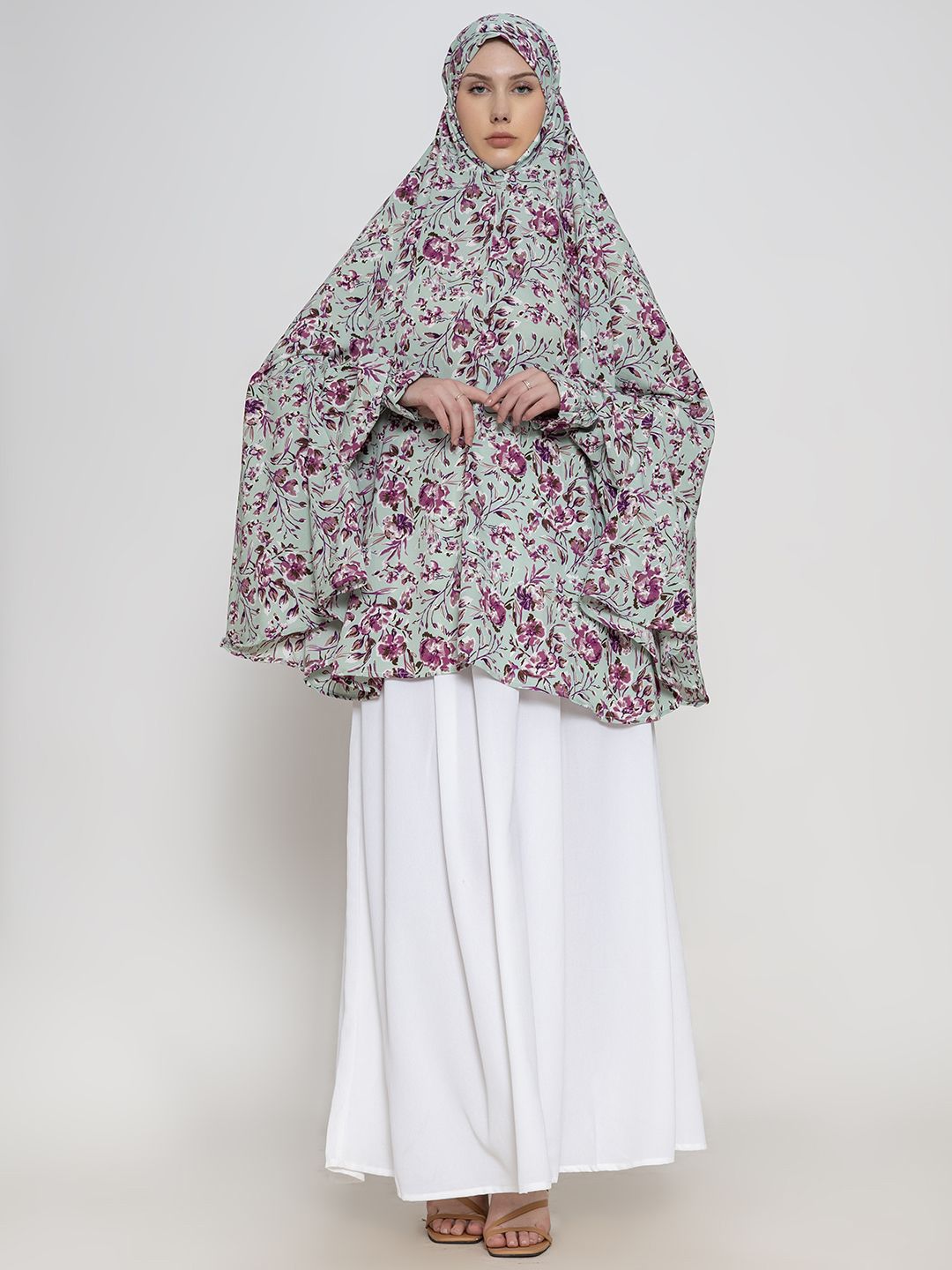 multi Floral Premium Viscose Namaz Makhna with Elasticated Sleeves