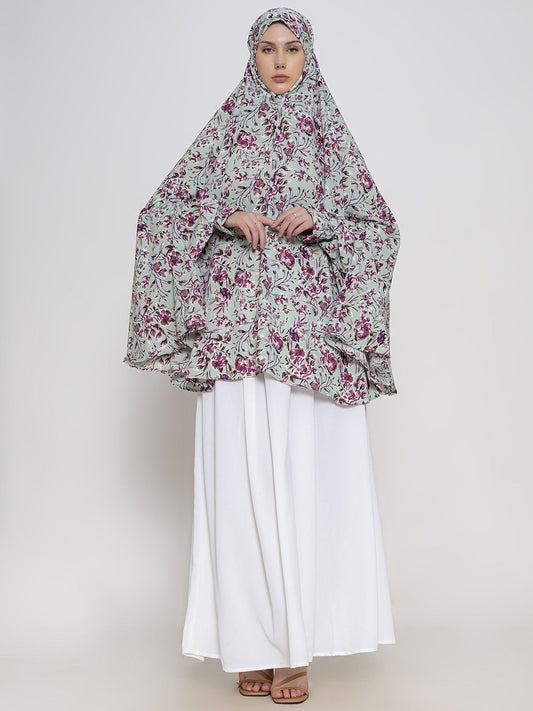 multi Floral Premium Viscose Namaz Makhna with Elasticated Sleeves