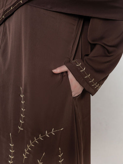 Embroidered Abaya With Scarf