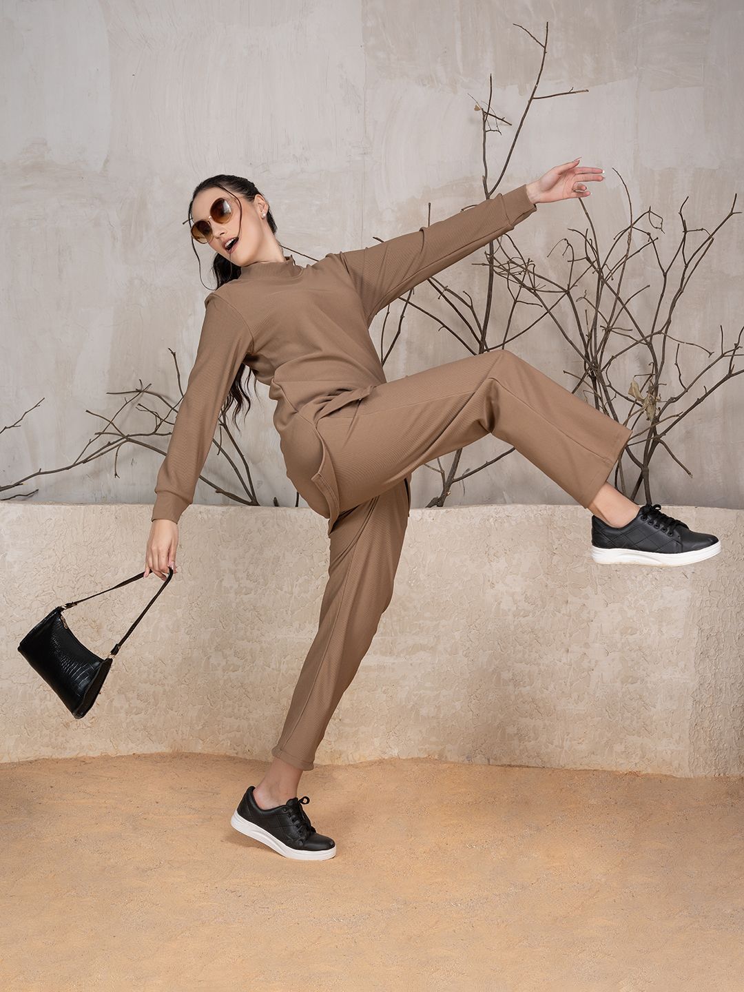 Ribbed Winter Co-ord Set With Trouser