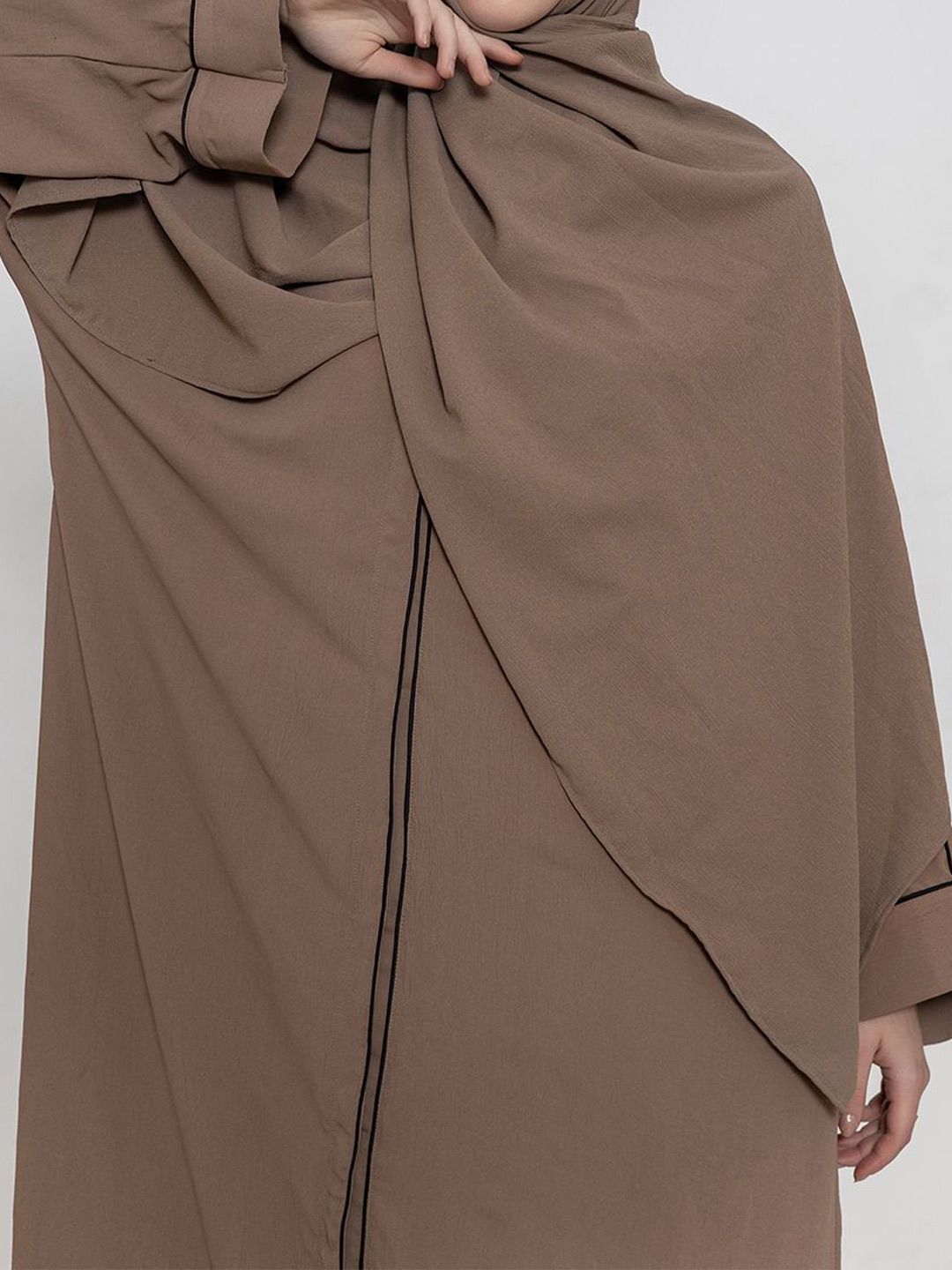 Women V-Neck Front Open Abaya With Scarf
