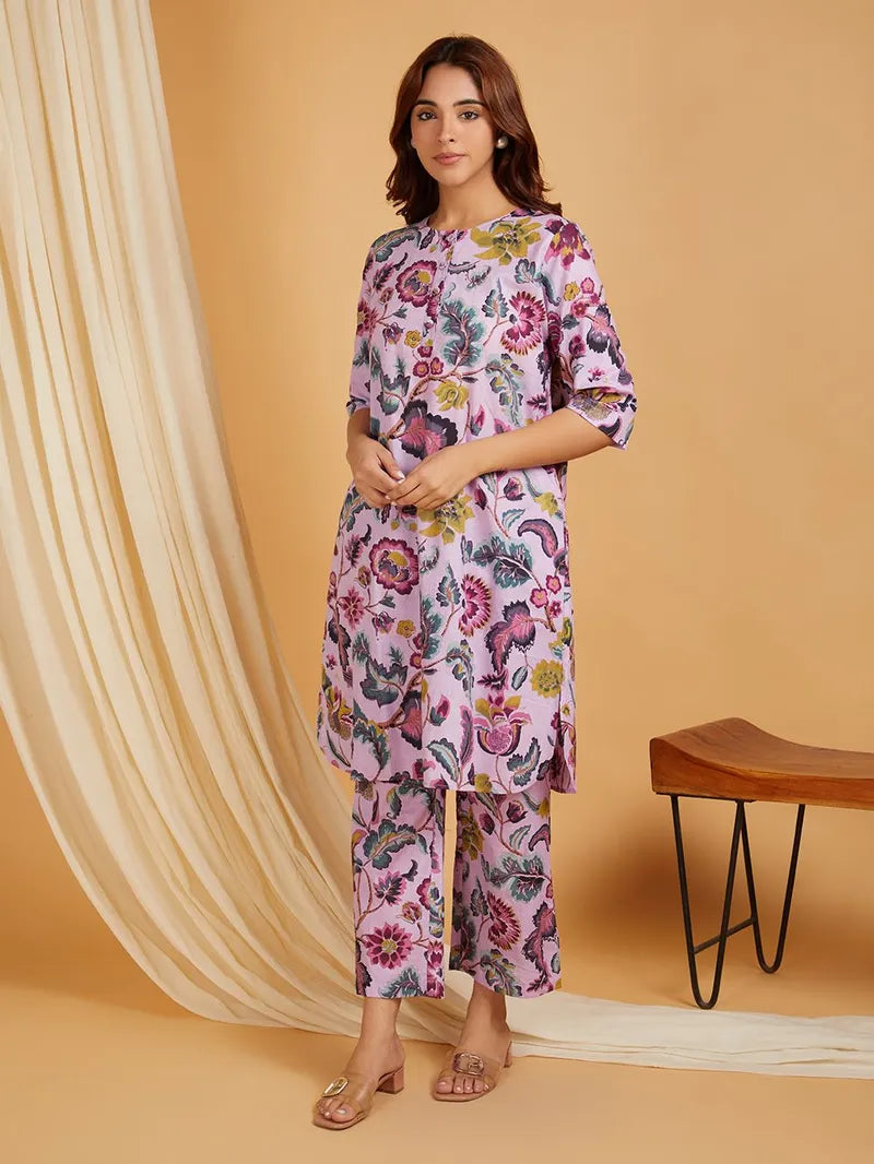 Multicolor Printed Cotton Co-ord Set- Set of 2