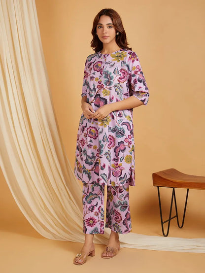 Multicolor Printed Cotton Co-ord Set- Set of 2