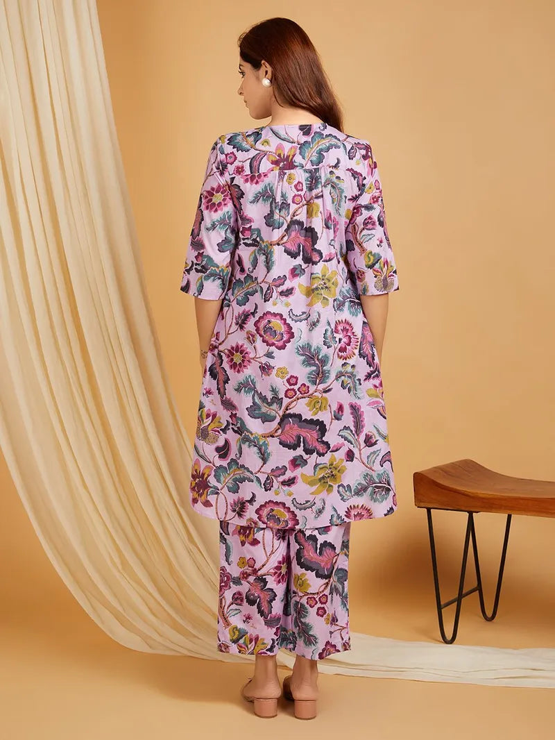 Multicolor Printed Cotton Co-ord Set- Set of 2