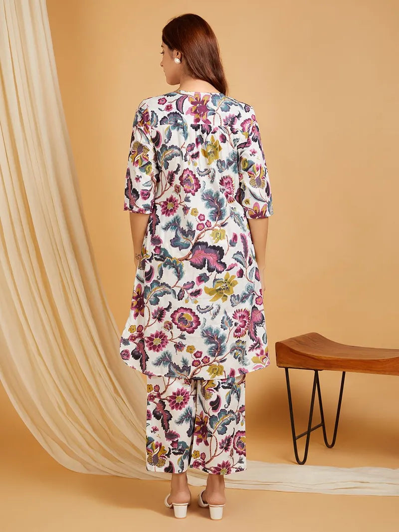 Multicolor Printed Cotton Co-ord Set- Set of 2