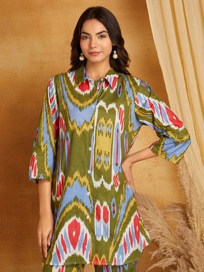 Multicolor Printed Cotton Co-ord Set- Set of 2