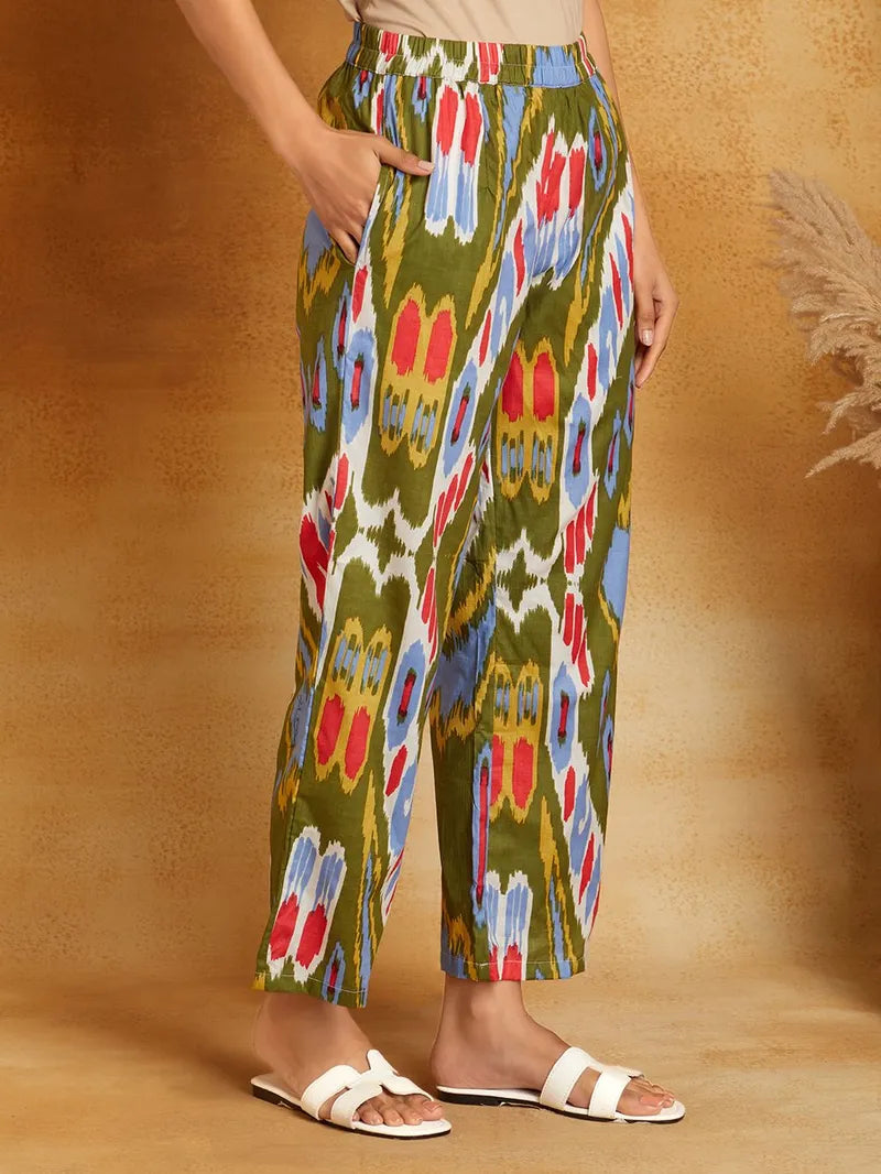 Multicolor Printed Cotton Co-ord Set- Set of 2
