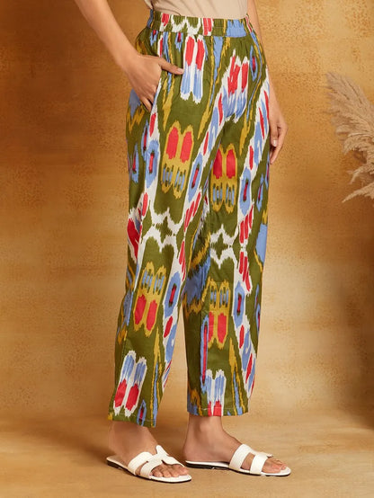 Multicolor Printed Cotton Co-ord Set- Set of 2