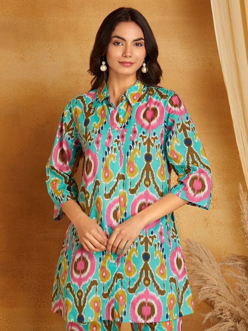 Multicolor Printed Cotton Co-ord Set- Set of 2