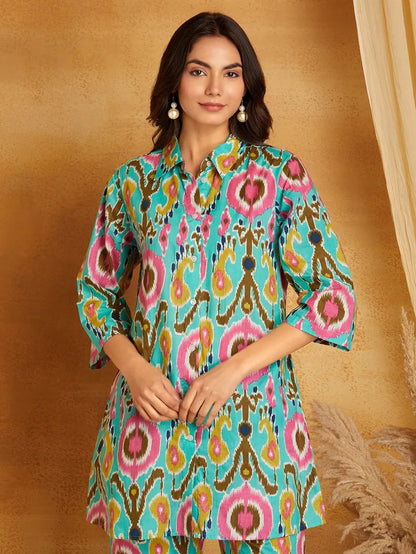 Multicolor Printed Cotton Co-ord Set- Set of 2