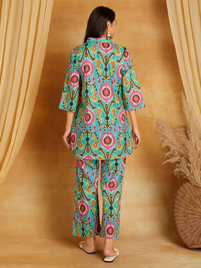 Multicolor Printed Cotton Co-ord Set- Set of 2