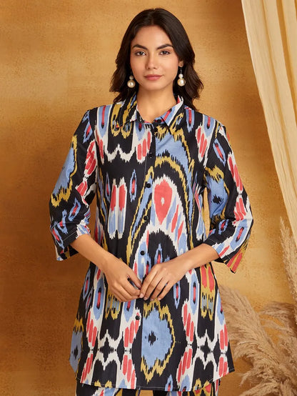 Multicolor Printed Cotton Co-ord Set- Set of 2