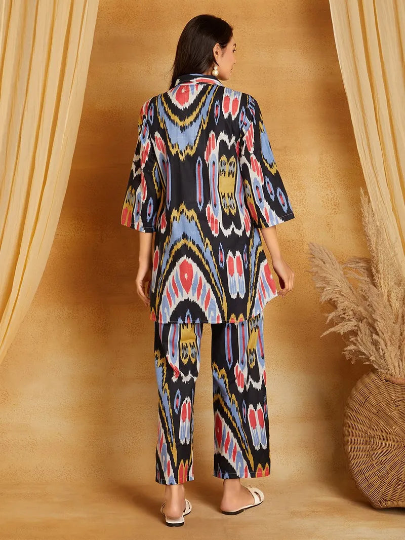 Multicolor Printed Cotton Co-ord Set- Set of 2