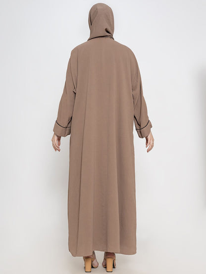 Women V-Neck Front Open Abaya With Scarf