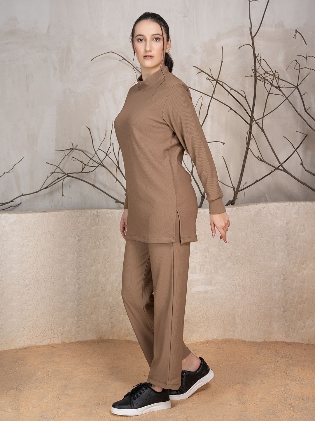 Ribbed Winter Co-ord Set With Trouser