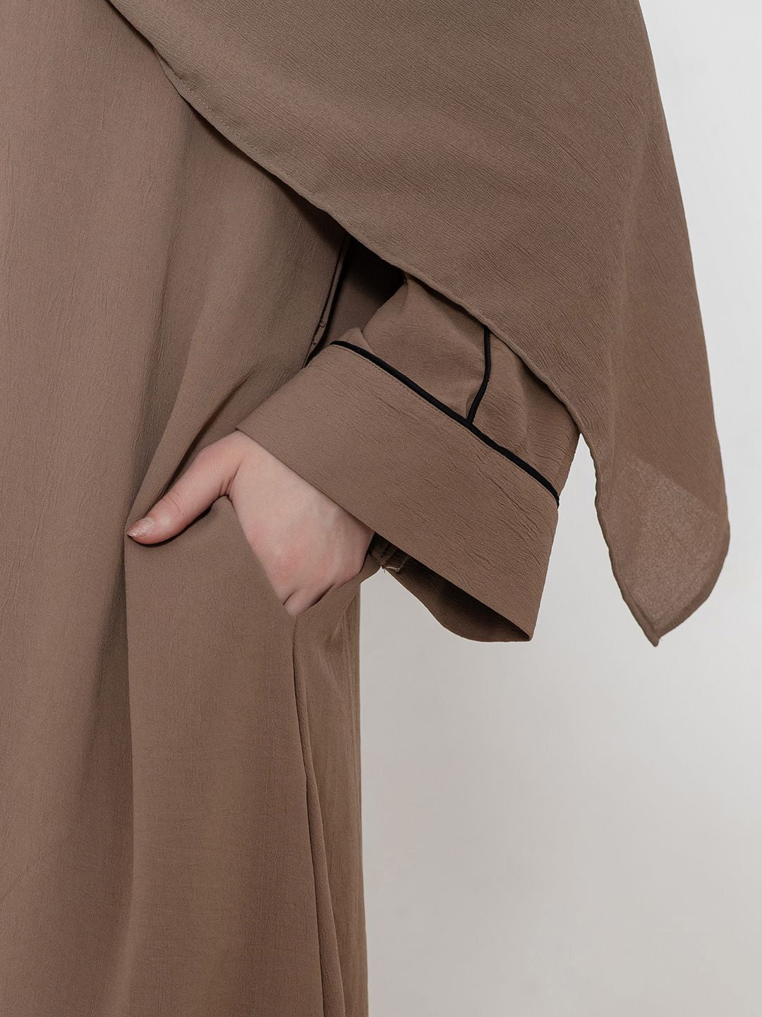 Women V-Neck Front Open Abaya With Scarf